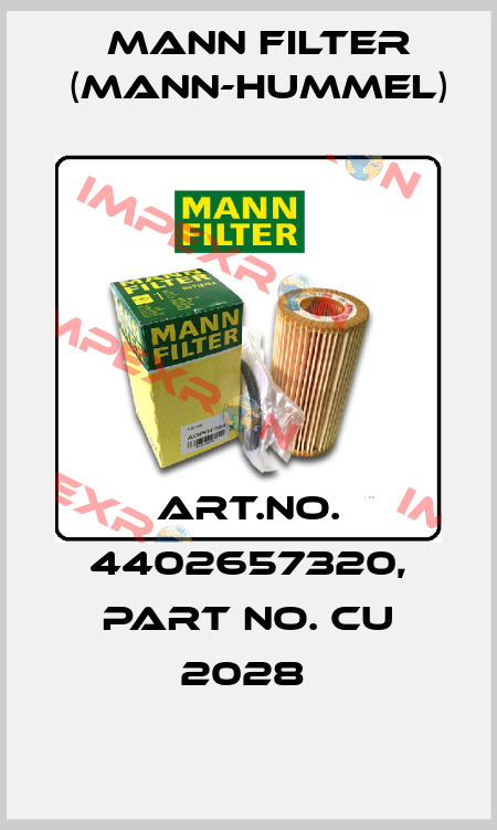 Art.No. 4402657320, Part No. CU 2028  Mann Filter (Mann-Hummel)