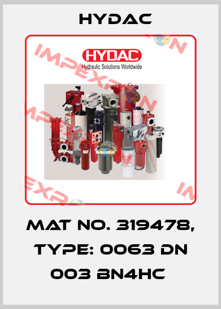 Mat No. 319478, Type: 0063 DN 003 BN4HC  Hydac