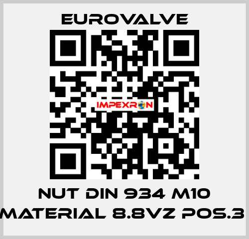 NUT DIN 934 M10 MATERIAL 8.8VZ POS.3  Eurovalve