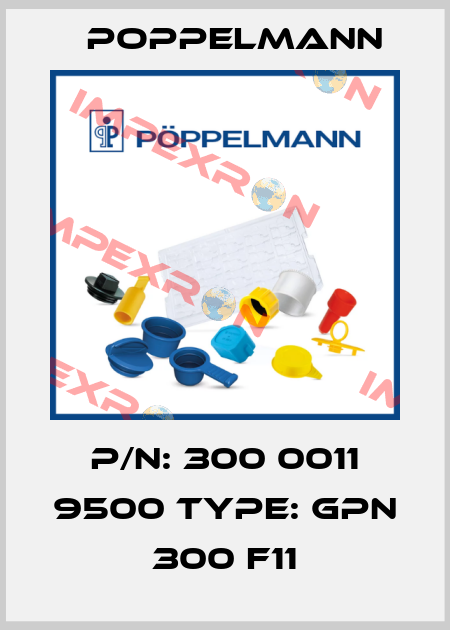 P/N: 300 0011 9500 Type: GPN 300 F11 Poppelmann