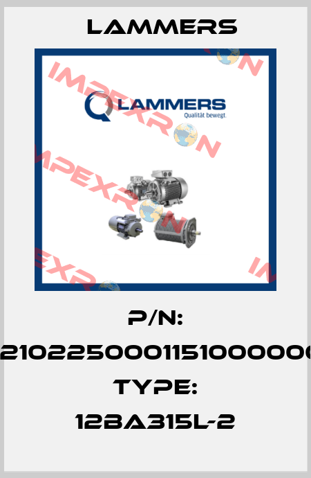 P/N: 02102250001151000000, Type: 12BA315L-2 Lammers