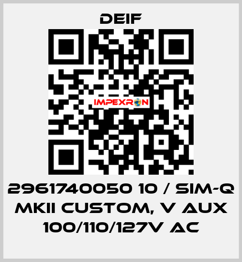 2961740050 10 / SIM-Q MKII CUSTOM, V aux 100/110/127V AC Deif