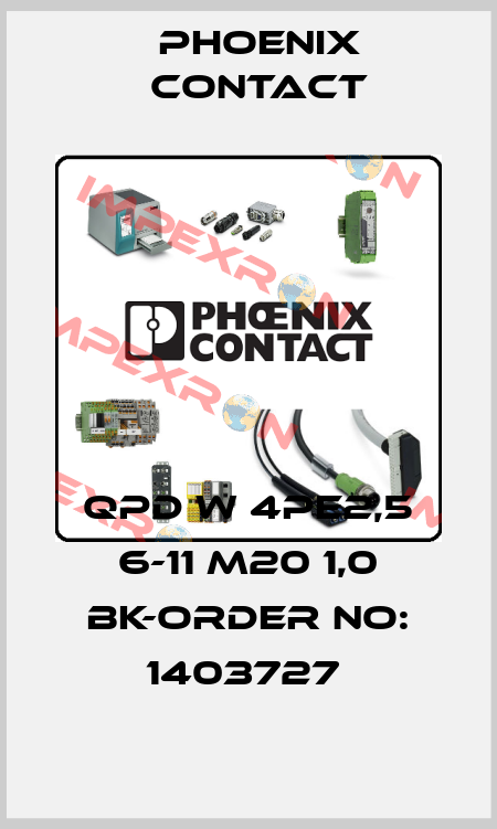 QPD W 4PE2,5 6-11 M20 1,0 BK-ORDER NO: 1403727  Phoenix Contact