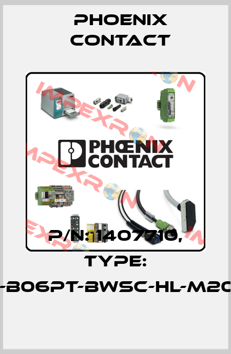 P/N: 1407710, Type: HC-EVO-B06PT-BWSC-HL-M20-PLRBK Phoenix Contact