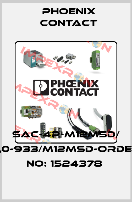 SAC-4P-M12MSD/ 2,0-933/M12MSD-ORDER NO: 1524378  Phoenix Contact