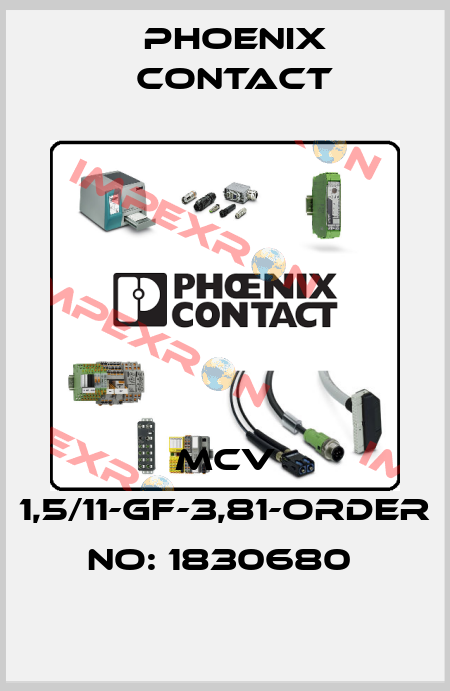MCV 1,5/11-GF-3,81-ORDER NO: 1830680  Phoenix Contact