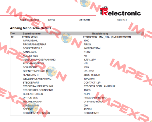 IPV582*1000 INC-HTL TR Electronic