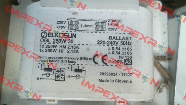 20296024 / OGL 250 W 30 220-240/50 030A084 Tridonic